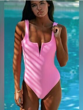 Beach Riot Prism Pink Core Collection Tropez One Piece Swimsuit Sz.L NWT